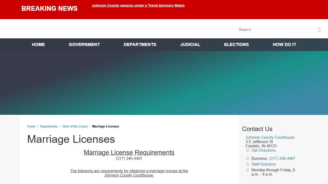 Marriage Licenses / Johnson County, Indiana